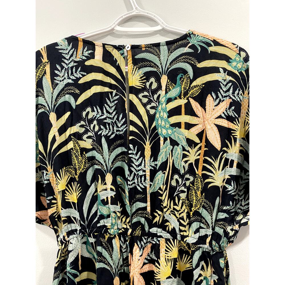 World Market Tropical Romper Jumpsuit w/ bold tropical print & palm leaves S/M - Picture 7 of 8